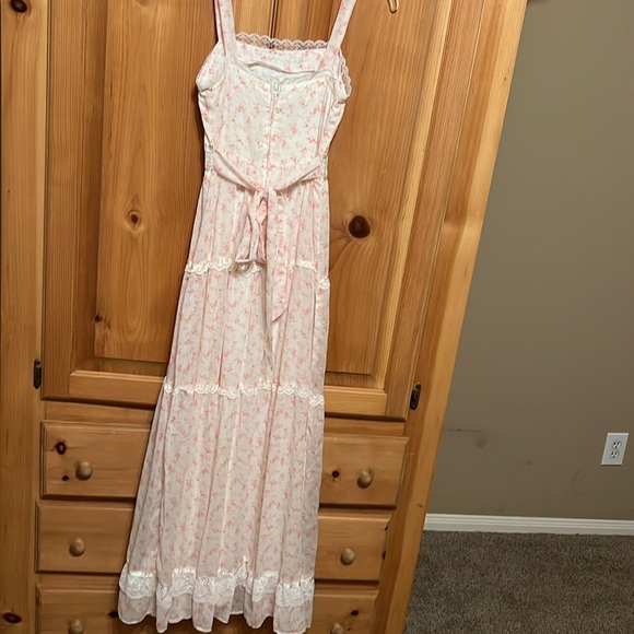 Vintage 70’s Gunne Sax Pink & White Floral Prairie Dress XXS - Picture 10 of 15